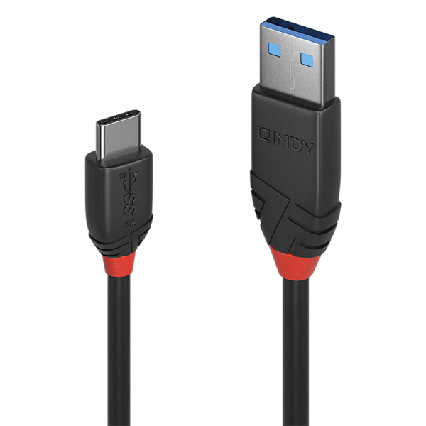 LINDY 1.5m USB 3.1 Typ A an C Kabel 3A, Black Line