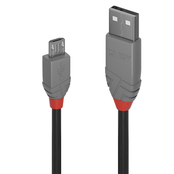 LINDY 1m USB 2.0 Typ A an Micro-B Kabel, Anthra Line