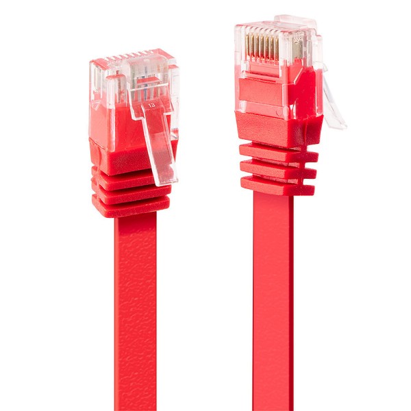 LINDY 0.3m Cat.6 U/UTP Flachband-Netzwerkkabel, rot