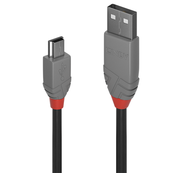 LINDY 3m USB 2.0 Typ A an Mini-B Kabel, Anthra Line