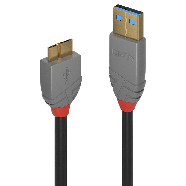 LINDY 2m USB 3.0 Typ A an Micro-B Kabel, Anthra Line