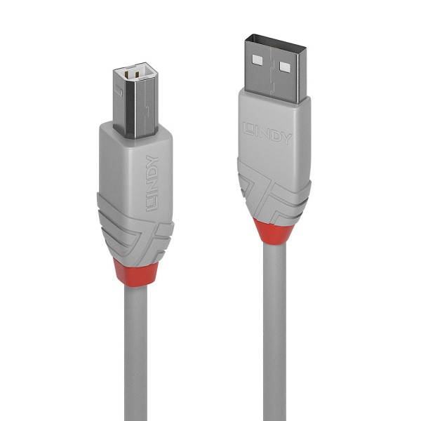 LINDY 2m 50x USB 2.0 Typ A an B Kabel, Anthra Line
