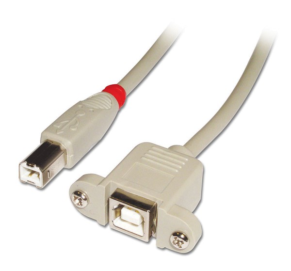 LINDY USB 2.0 Verlängerungskabel Typ B/B, hellgrau, 2m
