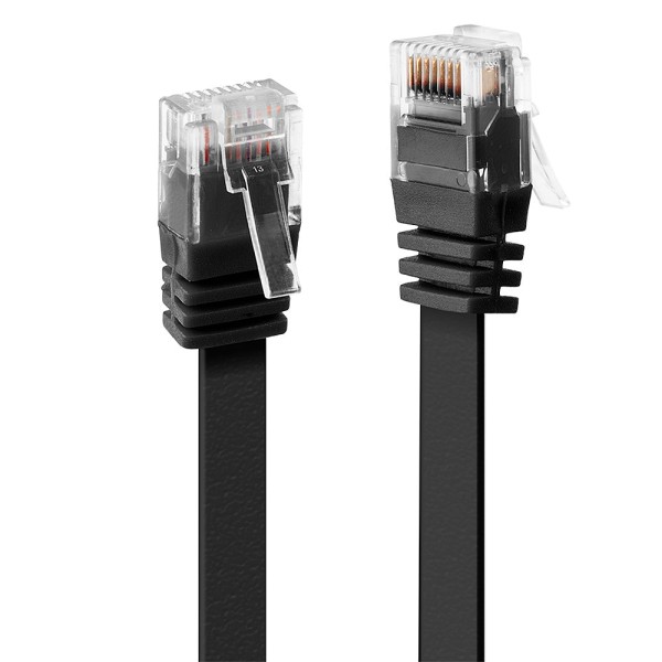 LINDY 10m Cat.6 U/UTP Flachband-Netzwerkkabel, schwarz