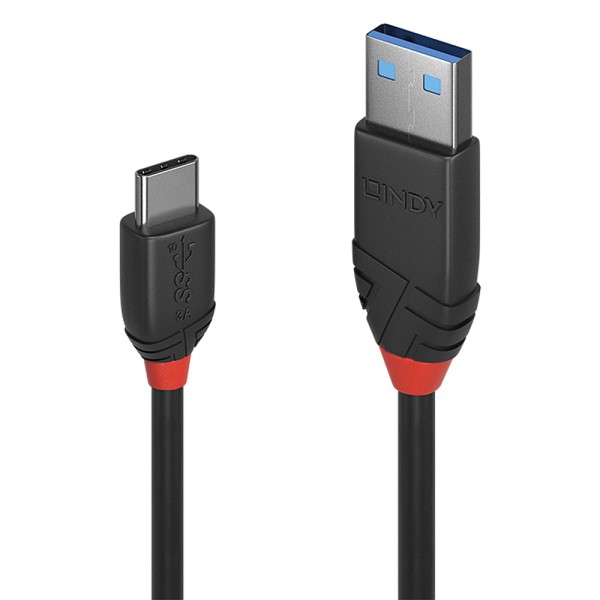 LINDY 0.15m USB 3.1 Typ C an A Kabel, Black Line