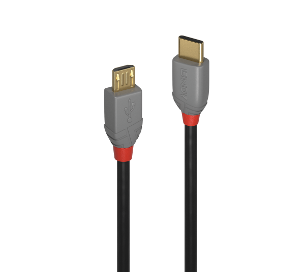 LINDY 1m USB 2.0 Typ C an Micro-B Kabel, Anthra Line