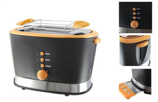 Emerio Toaster TO-108126.5 – Tri-Colour: schwarz/ orange/ silber